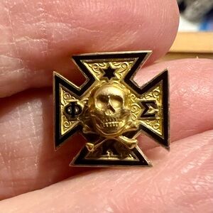 Gold and Black Skull Cross Pin